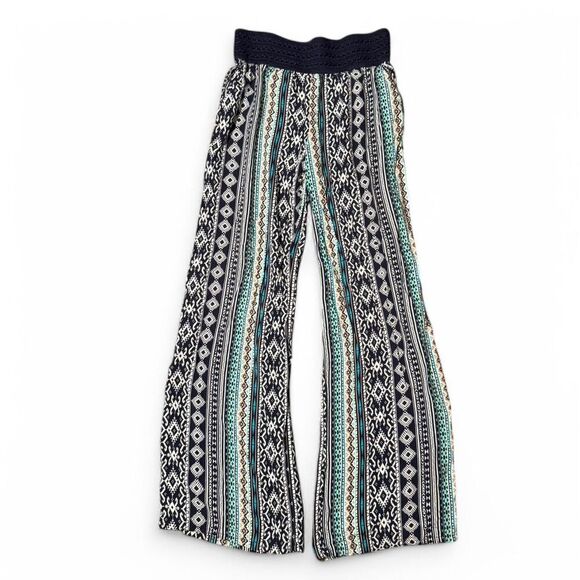 Joe B by Joe Benbasset Women's Boho Wide Leg Navy BluePrinted Rayon Pants - Picture 5 of 5